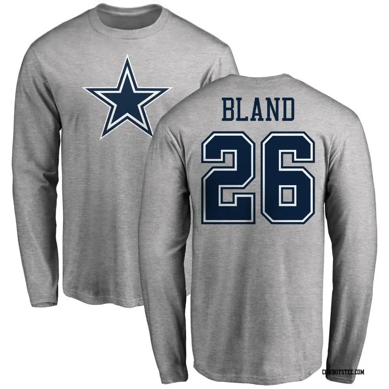 Men's Dallas Cowboys ＃26 DaRon Bland Ash Name & Number Logo Long Sleeve T-Shirt