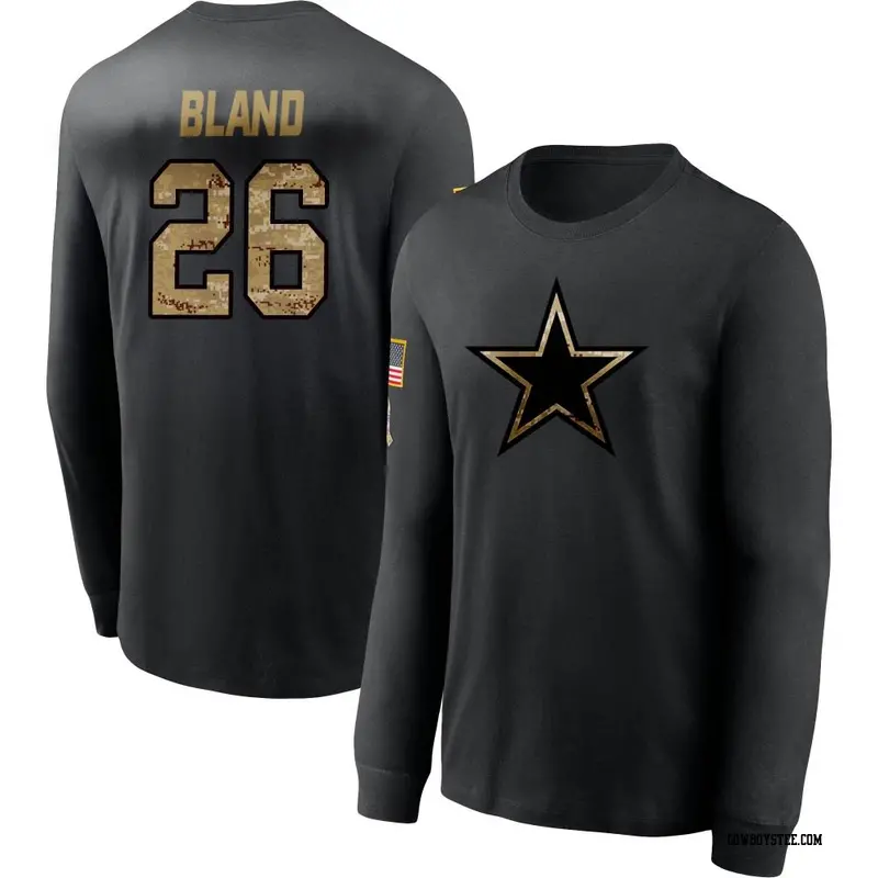 Men's Dallas Cowboys ＃26 DaRon Bland Black 2020 Salute To Service Sideline Performance Long Sleeve T-Shirt