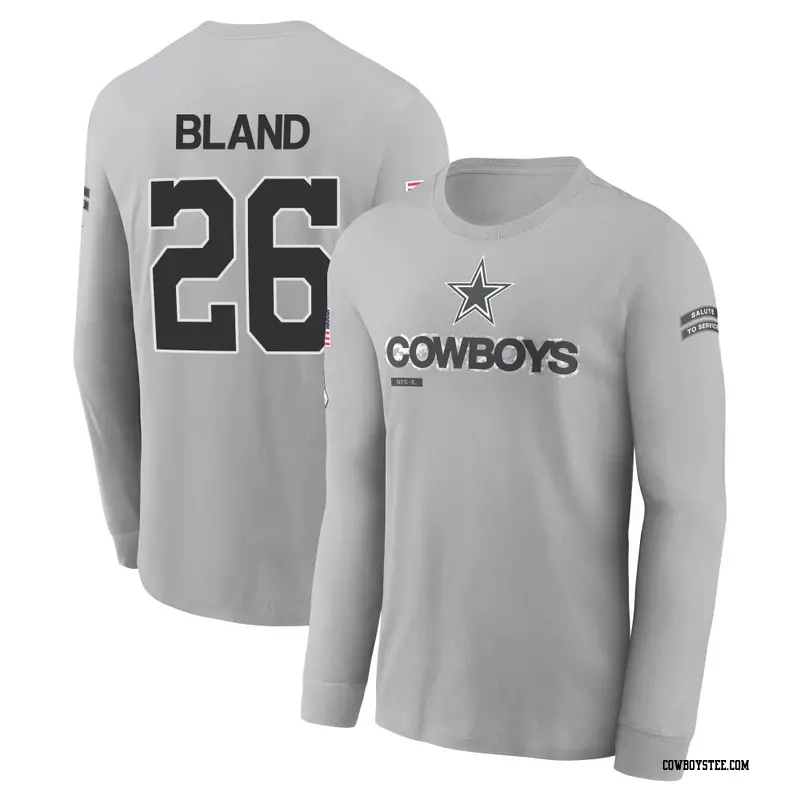 Men's Dallas Cowboys ＃26 DaRon Bland Gray 2024 Salute to Service Long Sleeve T-Shirt