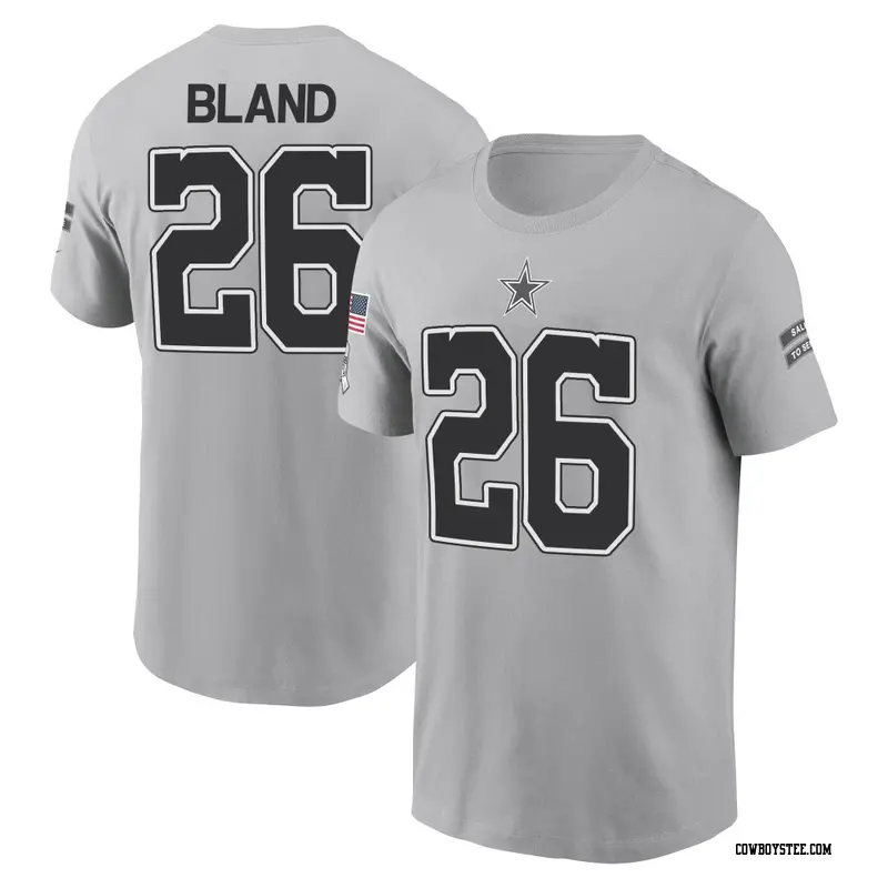 Men's Dallas Cowboys ＃26 DaRon Bland Gray 2024 Salute to Service Name & Number T-Shirt