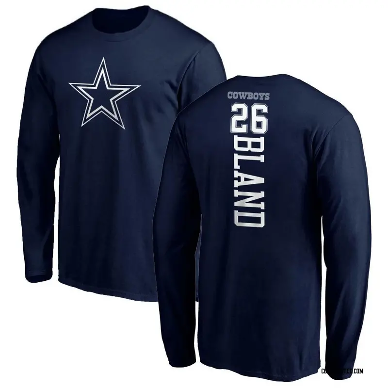 Men's Dallas Cowboys ＃26 DaRon Bland Navy Backer Long Sleeve T-Shirt