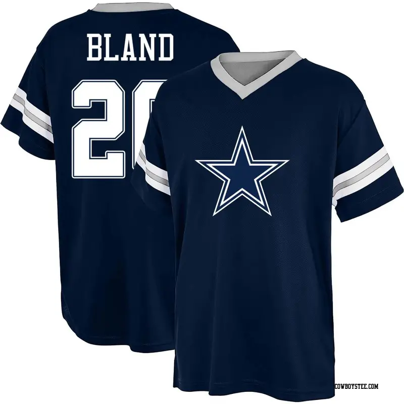 Men's Dallas Cowboys ＃26 DaRon Bland Navy Blue Name & Number Game Day V-Neck T-Shirt