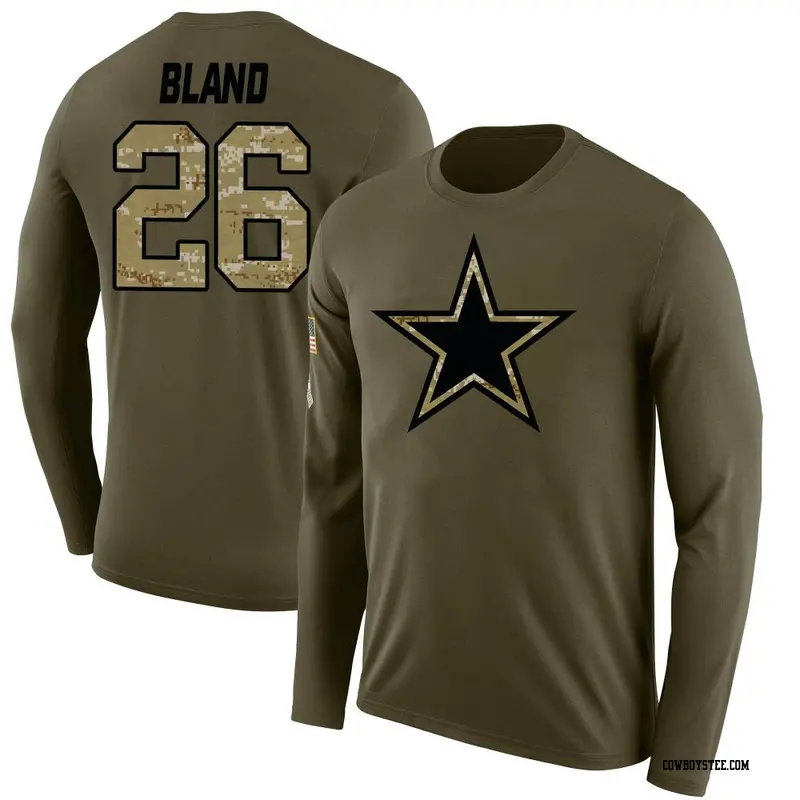 Men's Dallas Cowboys ＃26 DaRon Bland Olive Salute to Service Sideline Long Sleeve T-Shirt