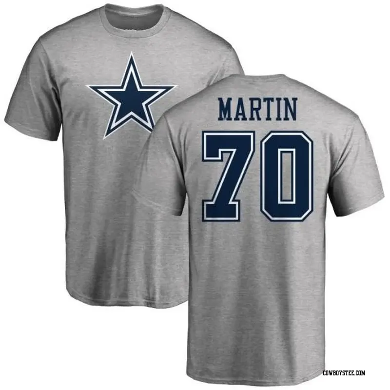 Men's Dallas Cowboys ＃70 Zack Martin Ash Name & Number Logo T-Shirt