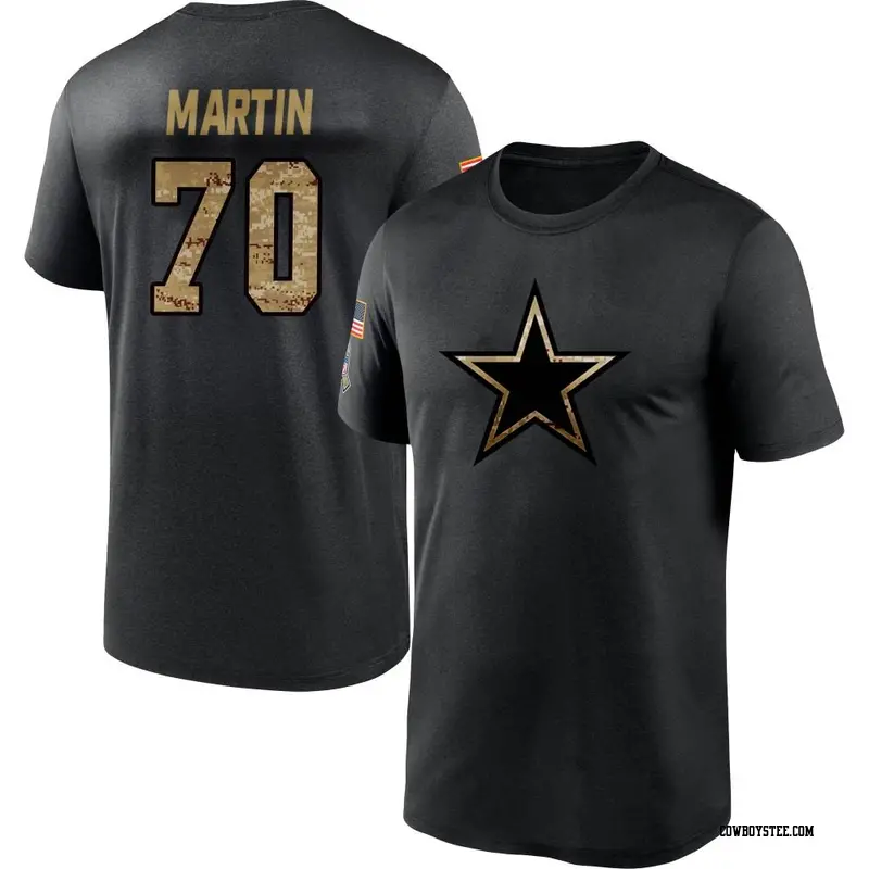 Men's Dallas Cowboys ＃70 Zack Martin Black 2020 Salute To Service Performance T-Shirt