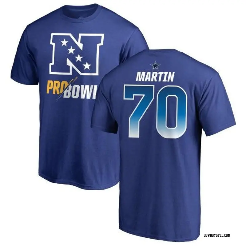 Men's Dallas Cowboys ＃70 Zack Martin Blue NFC 2019 Pro Bowl Name & Number T-Shirt