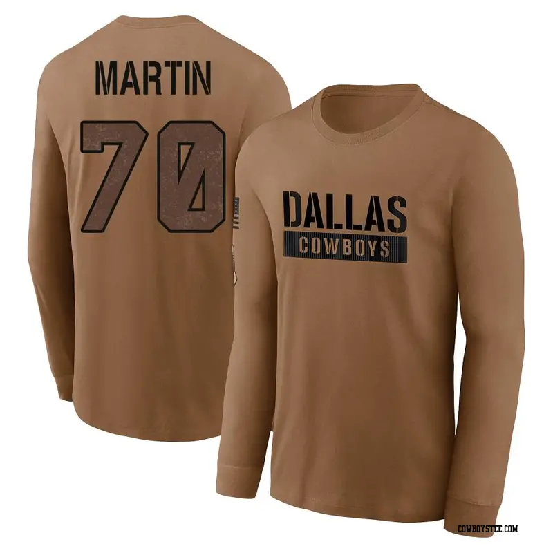 Men's Dallas Cowboys ＃70 Zack Martin Brown 2023 Salute To Service Long Sleeve T-Shirt