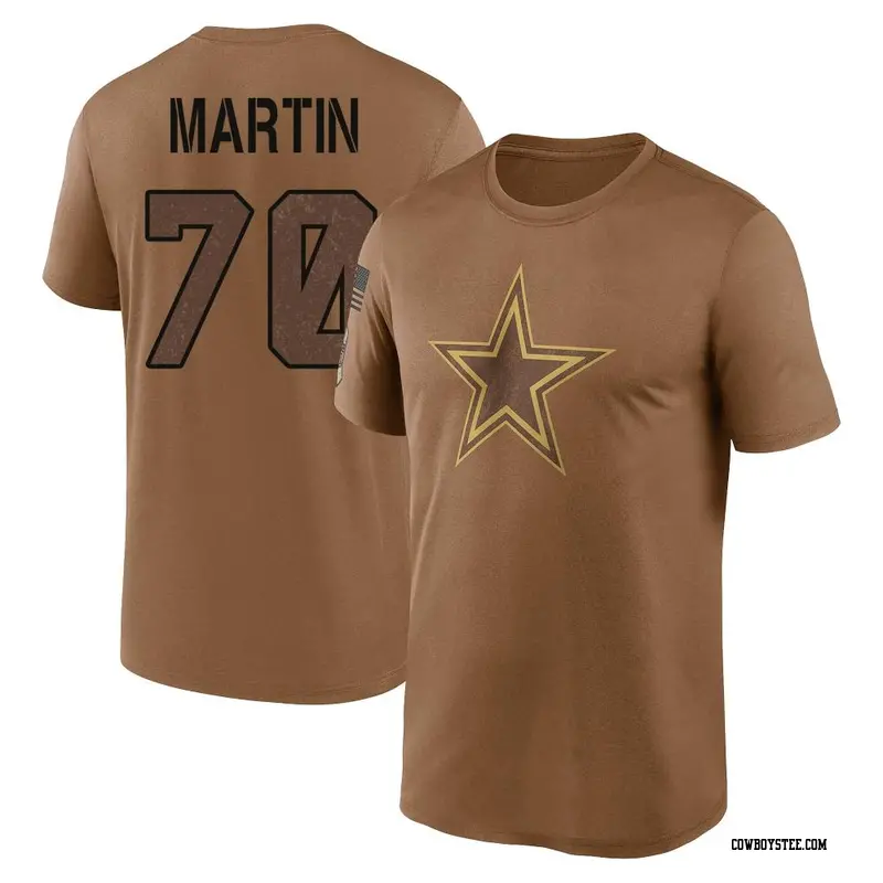 Men's Dallas Cowboys ＃70 Zack Martin Brown 2023 Salute To Service Performance T-Shirt