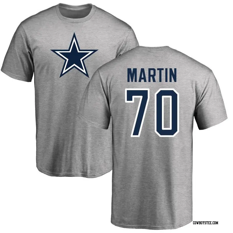 Men's Dallas Cowboys ＃70 Zack Martin Gray Name & Number Logo T-shirt