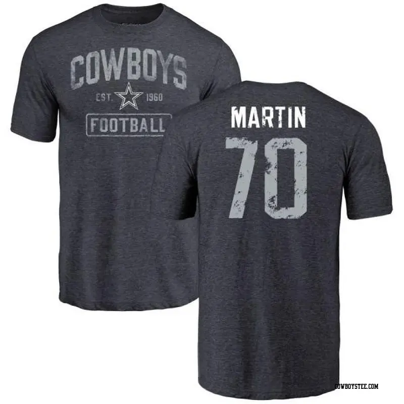 Men's Dallas Cowboys ＃70 Zack Martin Navy Distressed Name & Number T-Shirt