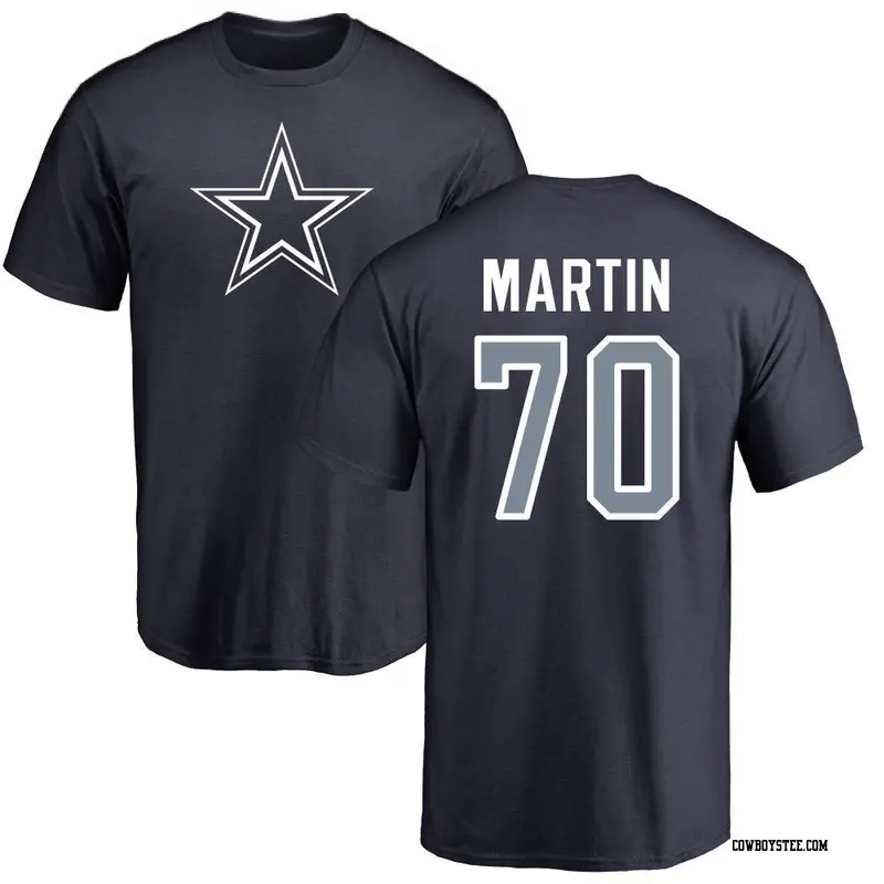 Men's Dallas Cowboys ＃70 Zack Martin Navy Name & Number Logo T-Shirt