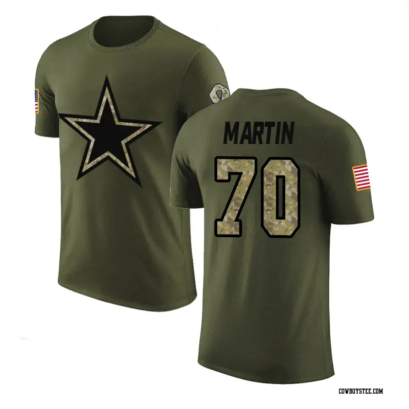 Men's Dallas Cowboys ＃70 Zack Martin Olive Salute to Service T-Shirt