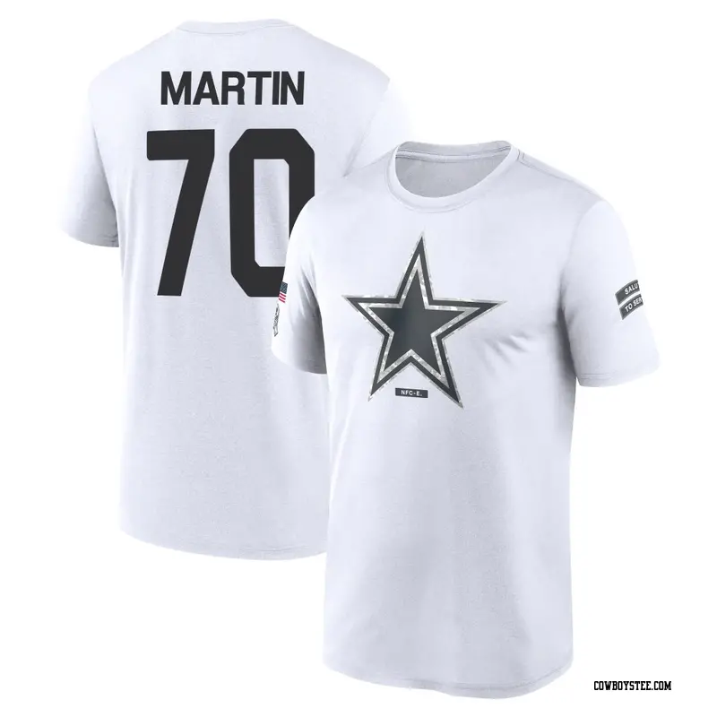 Men's Dallas Cowboys ＃70 Zack Martin White 2024 Salute to Service Performance T-Shirt