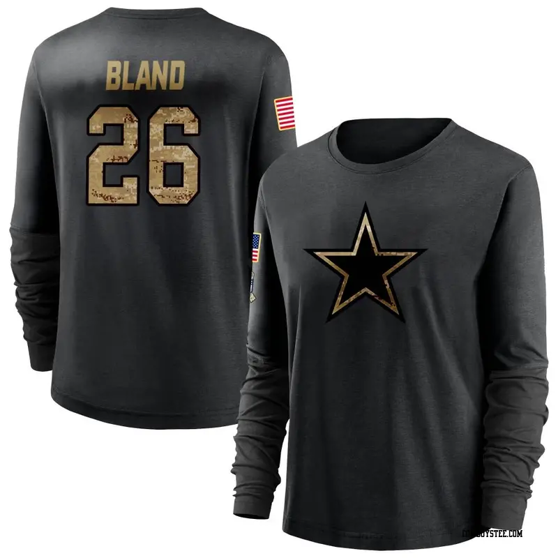 Women's Dallas Cowboys ＃26 DaRon Bland Black 2020 Salute To Service Sideline Performance Long Sleeve T-Shirt