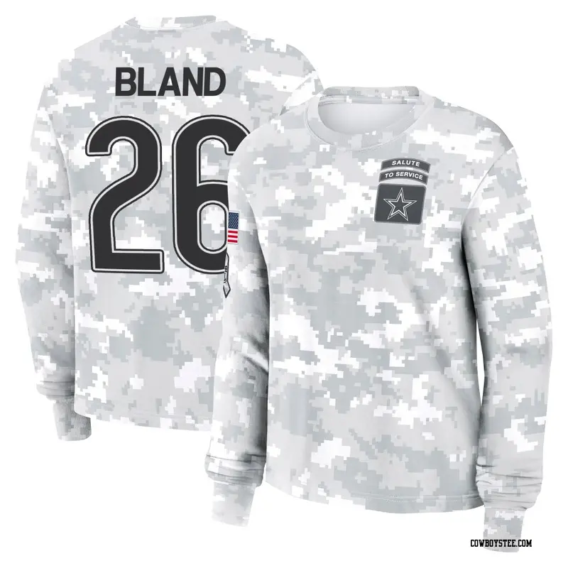 Women's Dallas Cowboys ＃26 DaRon Bland Camo Arctic 2024 Salute to Service Long Sleeve T-Shirt