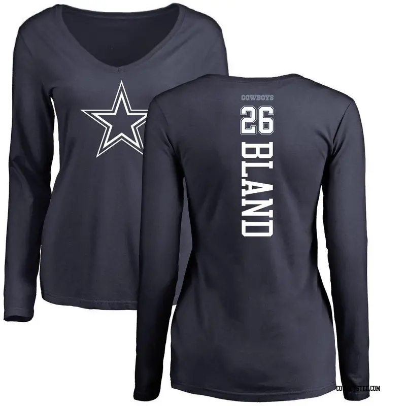 Women's Dallas Cowboys ＃26 DaRon Bland Navy Backer Long Sleeve T-Shirt