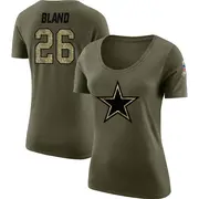 Women's Dallas Cowboys ＃26 DaRon Bland Olive Salute to Service Scoop Neck T-Shirt