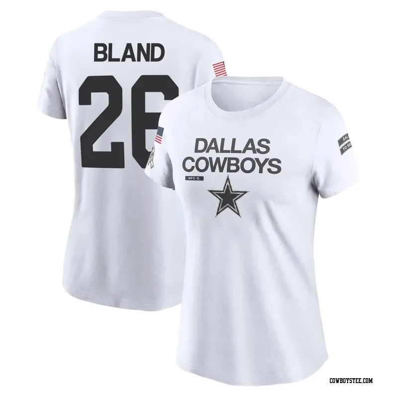 Women's Dallas Cowboys ＃26 DaRon Bland White 2024 Salute to Service Performance T-Shirt