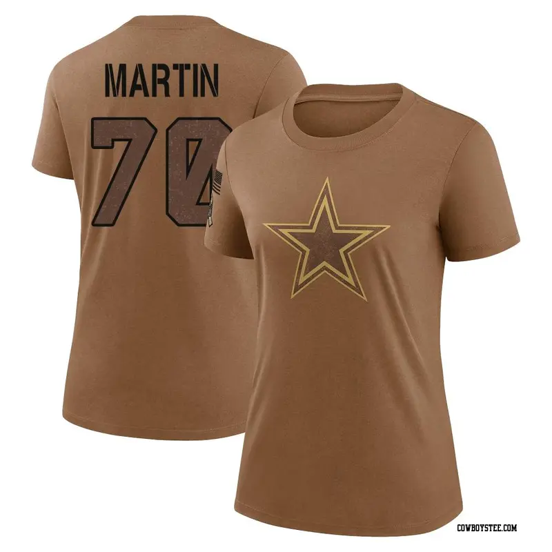 Women's Dallas Cowboys ＃70 Zack Martin Brown 2023 Salute To Service Performance T-Shirt