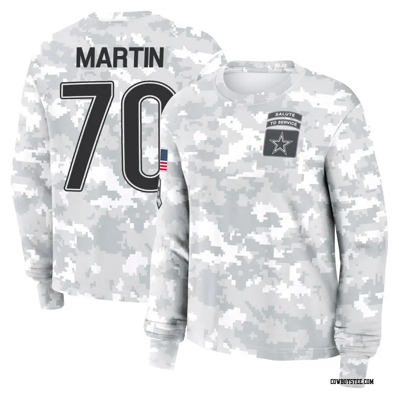 Women's Dallas Cowboys ＃70 Zack Martin Camo Arctic 2024 Salute to Service Long Sleeve T-Shirt