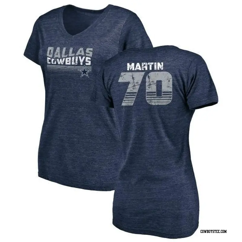 Women's Dallas Cowboys ＃70 Zack Martin Navy Retro V-Neck T-Shirt