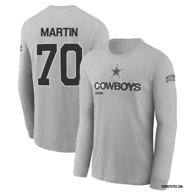 Youth Dallas Cowboys ＃70 Zack Martin Gray 2024 Salute to Service Long Sleeve T-Shirt